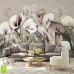 Fototapeta na wymiar „Subtelne Lilie Calla” – elegancka dekoracja ścienna do salonu, sypialni lub biura, styl nowoczesny i klasyczny