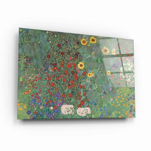 obraz-na-szkle-akrylowym-gustav-klimt-wiejski-ogrod-ze-slonecznikami-bok.webp