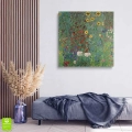 obraz-szklo-gustav-klimt-wiejski-ogrod-ze-slonecznikami-wnetrze-kwadrat.webp