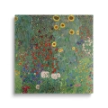 obraz-szklo-gustav-klimt-wiejski-ogrod-ze-slonecznikami-kwadrat.webp