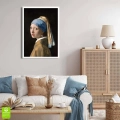 Plakat - Dziewczyna z perłą - Johannes Vermeer  biała ramka w pokoju