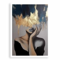 Plakat Portret kobiety za złotą zasłoną bez ramki