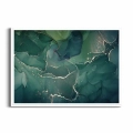 Plakat Zielone abstrakcyjne fale biała ramka