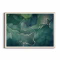Plakat Zielone abstrakcyjne fale drewniana ramka