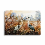 Obraz na szkle - Czaple na tle jesiennego krajobrazu