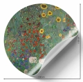 fototapeta-okragla-gustav-klimt-wiejski-ogrod-ze-slonecznikami-naklejka.webp